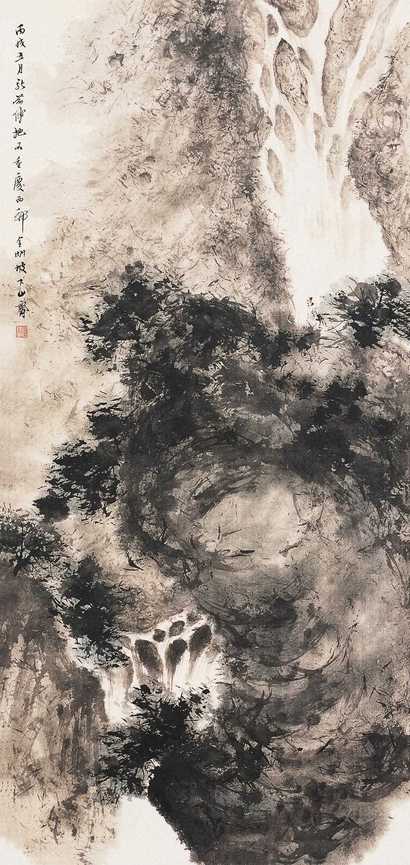 傅抱石 山水 镜心